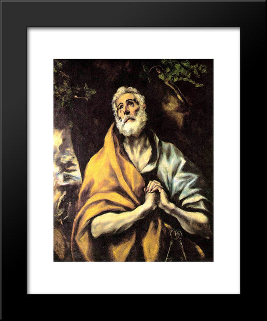 The Repentant Peter 20x24 Black Modern Wood Framed Art Print Poster by El Greco