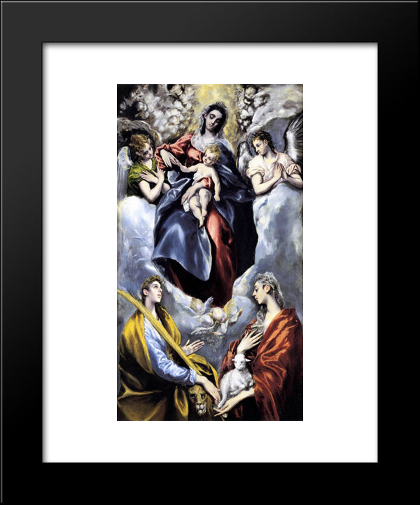 The Virgin And Child With St. Martina And St. Agnes 20x24 Black Modern Wood Framed Art Print Poster by El Greco