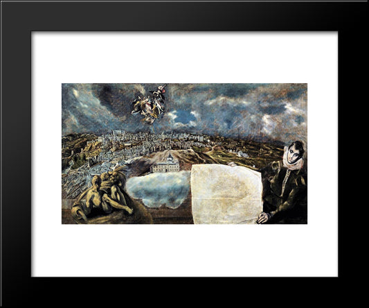 View And Plan Of Toledo 20x24 Black Modern Wood Framed Art Print Poster by El Greco