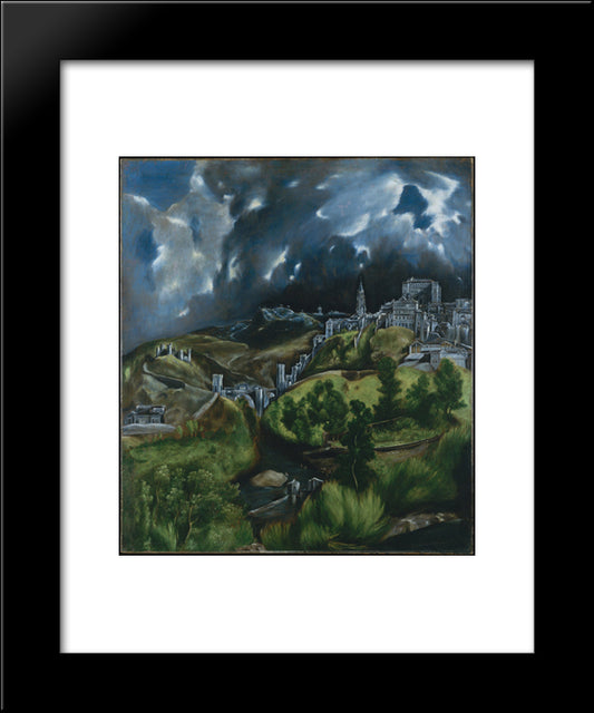 View Of Toledo 20x24 Black Modern Wood Framed Art Print Poster by El Greco