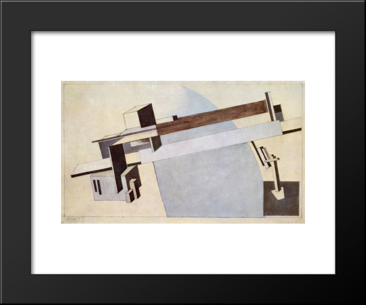 Proun 1 A, Bridge I 20x24 Black Modern Wood Framed Art Print Poster by Lissitzky, El