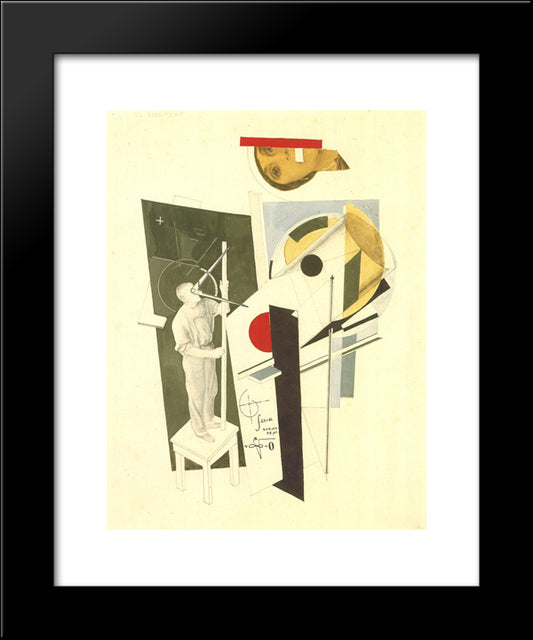 Tatlin At Work 20x24 Black Modern Wood Framed Art Print Poster by Lissitzky, El