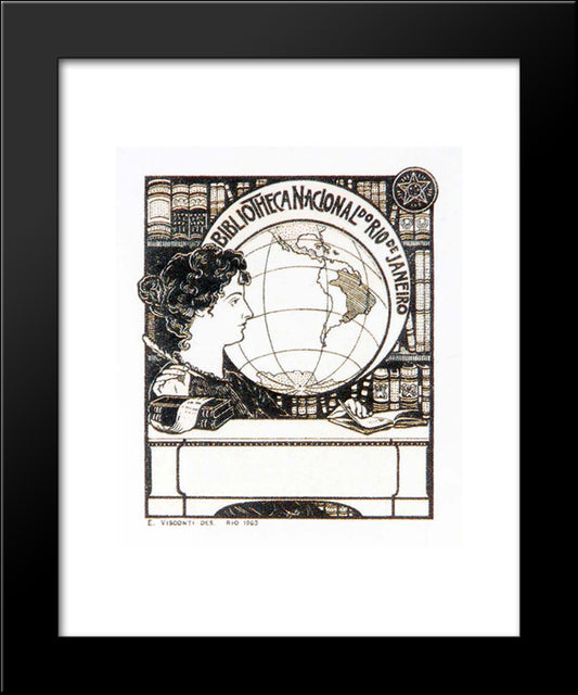 Ex Libris Bibliotheca Nacional 20x24 Black Modern Wood Framed Art Print Poster by Visconti, Eliseu