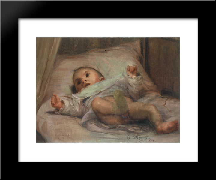 My Child Tobias At Six Months 20x24 Black Modern Wood Framed Art Print Poster by Visconti, Eliseu