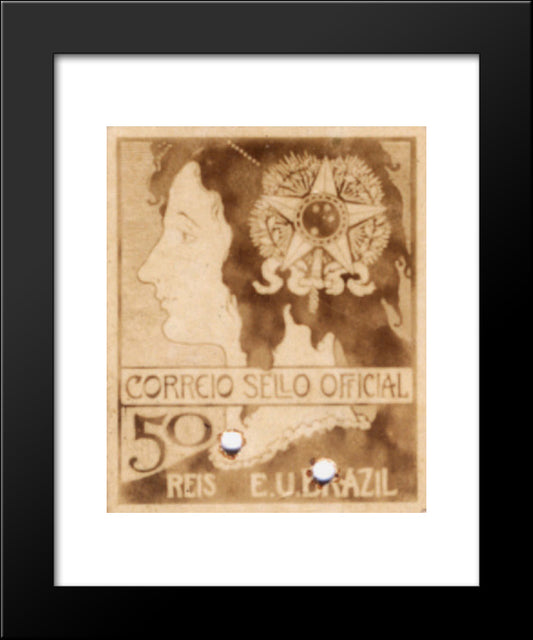 Selo 50 Reis 20x24 Black Modern Wood Framed Art Print Poster by Visconti, Eliseu