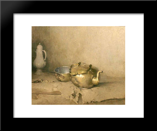 Brass Kettle With Porcelain Coffee Pot 20x24 Black Modern Wood Framed Art Print Poster by Carlsen, Emil