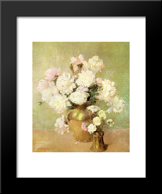 Peonies 20x24 Black Modern Wood Framed Art Print Poster by Carlsen, Emil