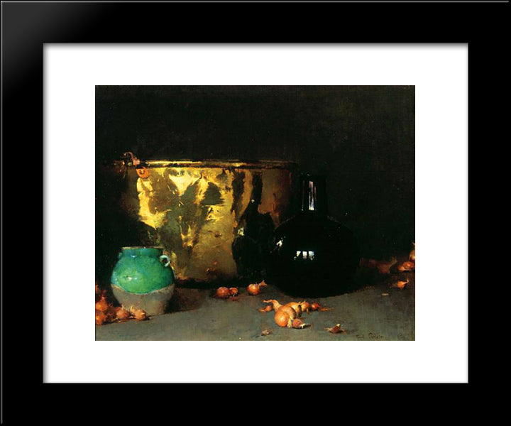 Still Life With A Brass Kettle 20x24 Black Modern Wood Framed Art Print Poster by Carlsen, Emil