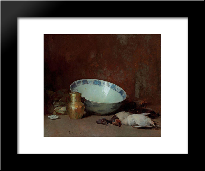 Still Life With Brass Urn 20x24 Black Modern Wood Framed Art Print Poster by Carlsen, Emil