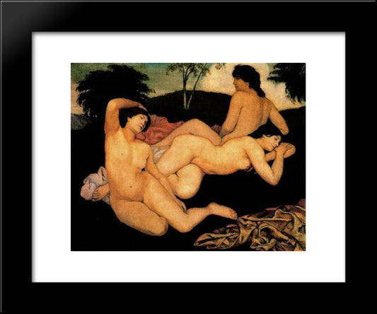 After The Bath, The Nymphs 20x24 Black Modern Wood Framed Art Print Poster by Bernard, Emile