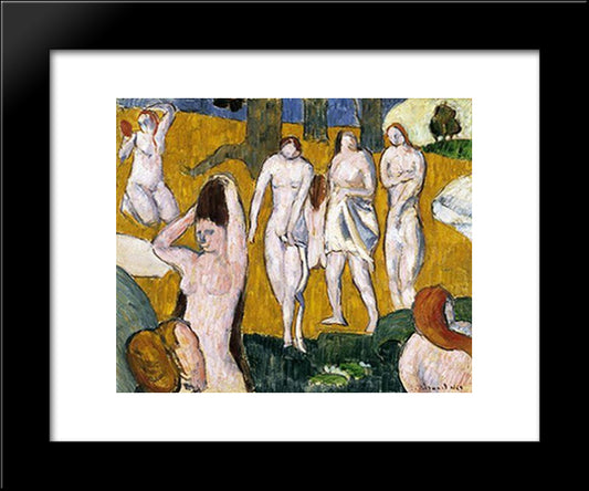 Bathers 20x24 Black Modern Wood Framed Art Print Poster by Bernard, Emile