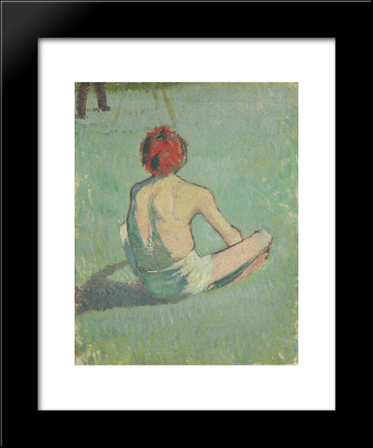 Boy In The Grass 20x24 Black Modern Wood Framed Art Print Poster by Bernard, Emile