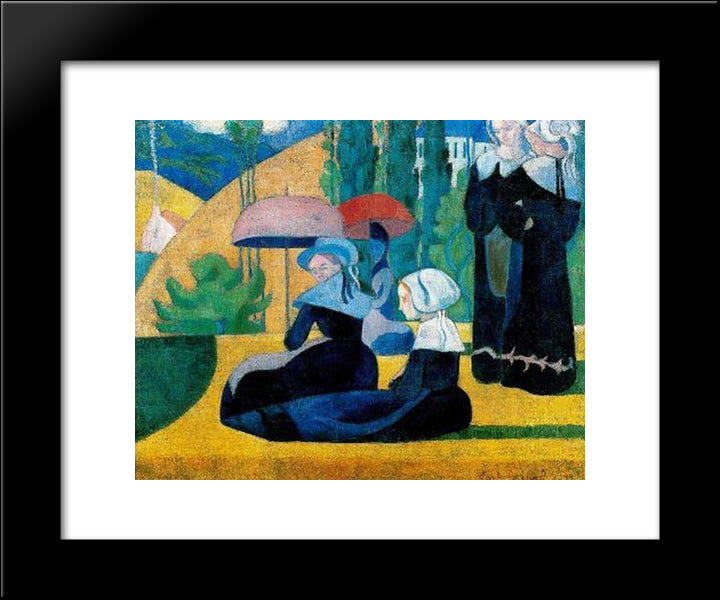 Breton Women With Parasols 20x24 Black Modern Wood Framed Art Print Poster by Bernard, Emile