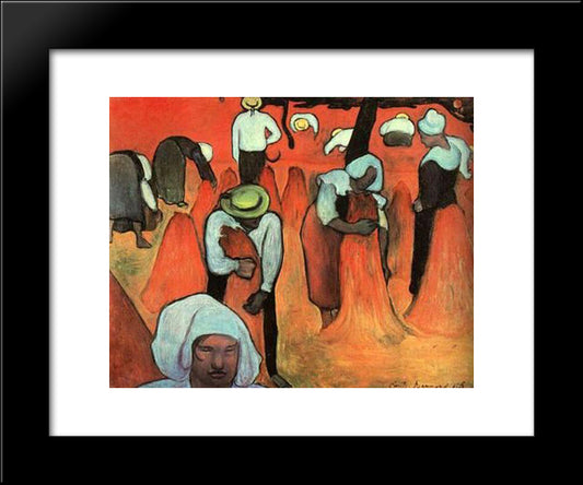 Buckwheat Harvesters At Pont Aven 20x24 Black Modern Wood Framed Art Print Poster by Bernard, Emile