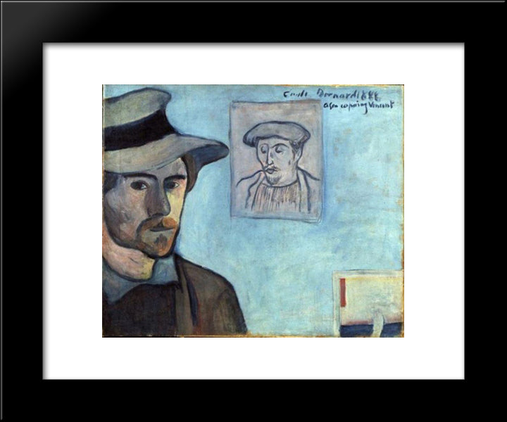 Self-Portrait With Portrait Of Gauguin 20x24 Black Modern Wood Framed Art Print Poster by Bernard, Emile