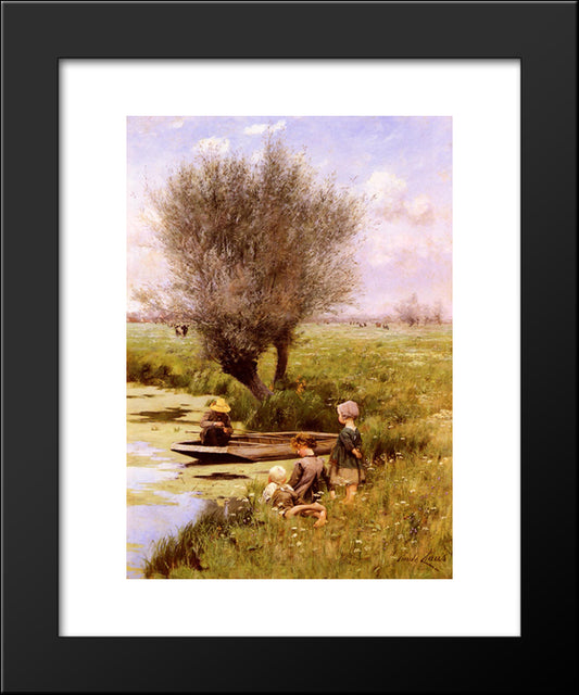 Afternoon Along The River 20x24 Black Modern Wood Framed Art Print Poster by Claus, Emile