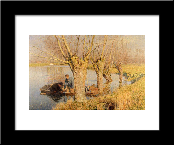 Bringing In The Nets 20x24 Black Modern Wood Framed Art Print Poster by Claus, Emile