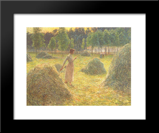 Hay Stacks 20x24 Black Modern Wood Framed Art Print Poster by Claus, Emile