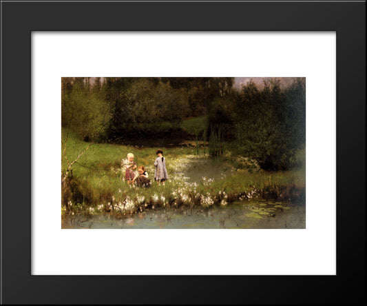 Picking Blossoms 20x24 Black Modern Wood Framed Art Print Poster by Claus, Emile