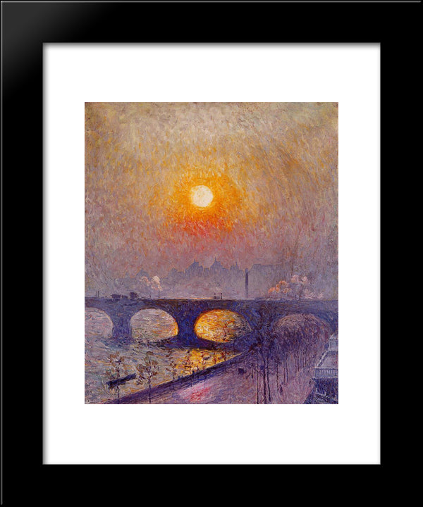 Sunset Over Waterloo Bridge 20x24 Black Modern Wood Framed Art Print Poster by Claus, Emile
