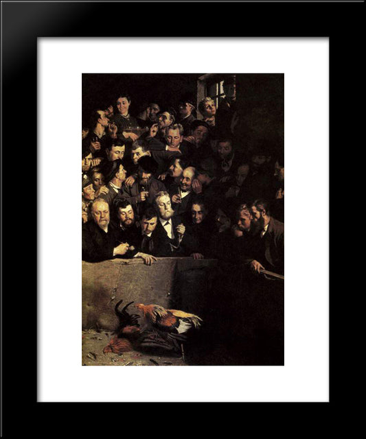 The Cock Fight 20x24 Black Modern Wood Framed Art Print Poster by Claus, Emile