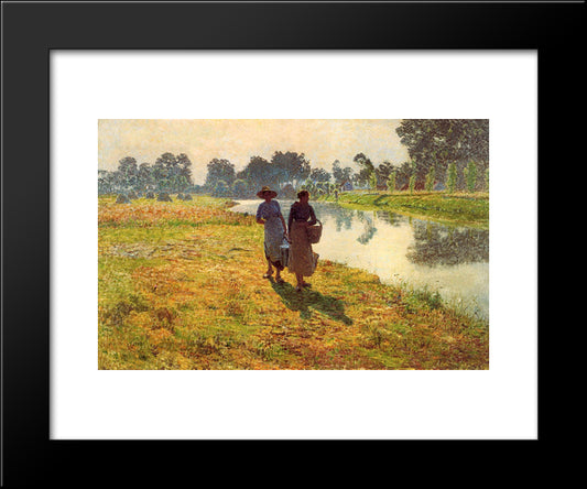 Young Peasant Women At The Leie 20x24 Black Modern Wood Framed Art Print Poster by Claus, Emile
