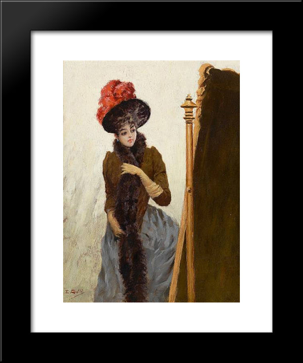 In Front Of The Swing Mirror 20x24 Black Modern Wood Framed Art Print Poster by Galle, Emile