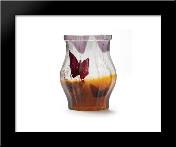 Papillon Verre Parlant Vase 20x24 Black Modern Wood Framed Art Print Poster by Galle, Emile
