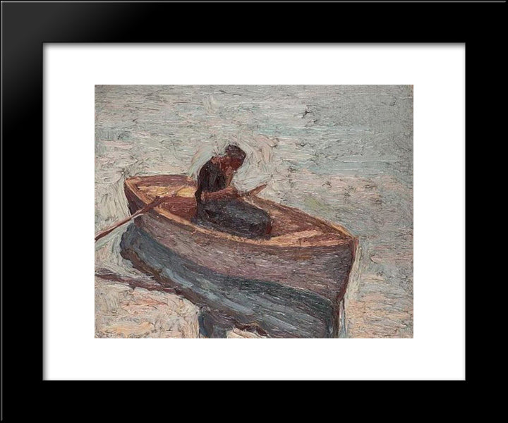 Figure In A Rowing Boat 20x24 Black Modern Wood Framed Art Print Poster by Zairis, Emmanuel