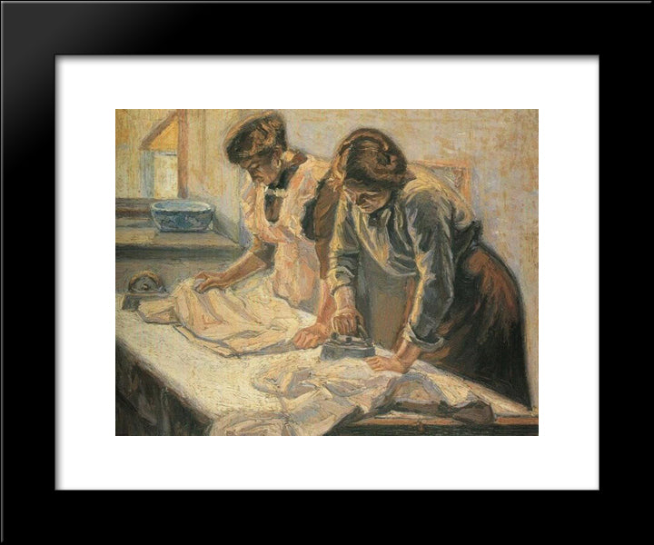 Women Ironing 20x24 Black Modern Wood Framed Art Print Poster by Zairis, Emmanuel