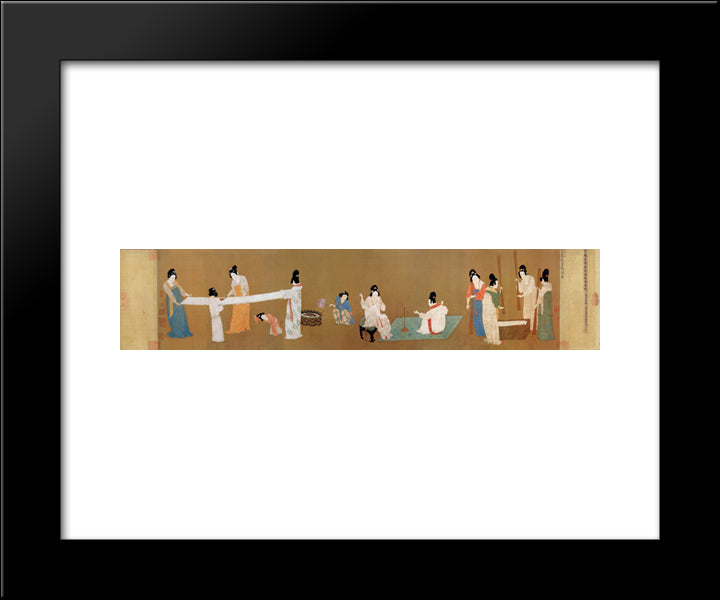 Court Ladies Preparing Newly Woven Silk 20x24 Black Modern Wood Framed Art Print Poster by Huizong, Emperor