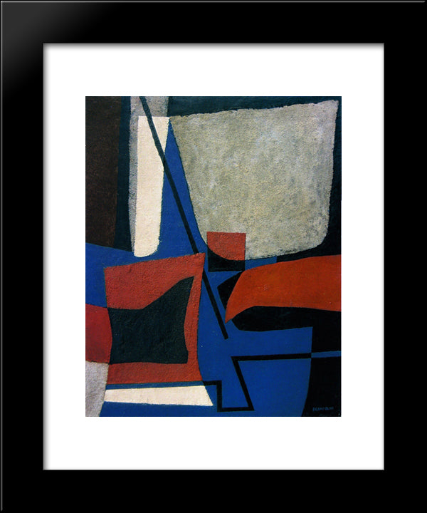Abstract Composition 20x24 Black Modern Wood Framed Art Print Poster by Prampolini, Enrico
