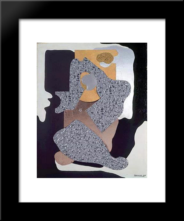 Intervista Con La Materia 20x24 Black Modern Wood Framed Art Print Poster by Prampolini, Enrico