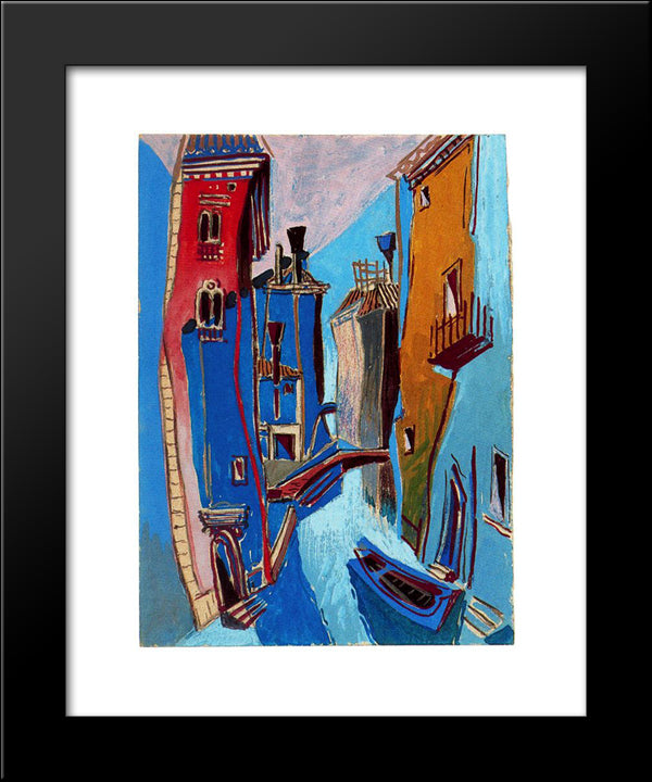 Venice 20x24 Black Modern Wood Framed Art Print Poster by Prampolini, Enrico