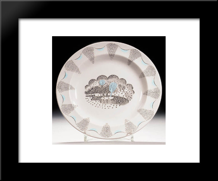 A Dinner Plate From His 'Travel' Service Designed For Wedgwood 20x24 Black Modern Wood Framed Art Print Poster by Ravilious, Eric