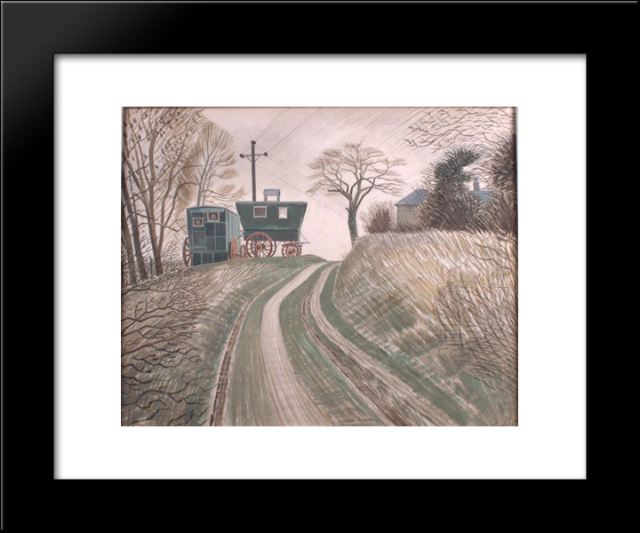 Caravans 20x24 Black Modern Wood Framed Art Print Poster by Ravilious, Eric
