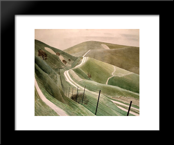 Chalk Paths 20x24 Black Modern Wood Framed Art Print Poster by Ravilious, Eric