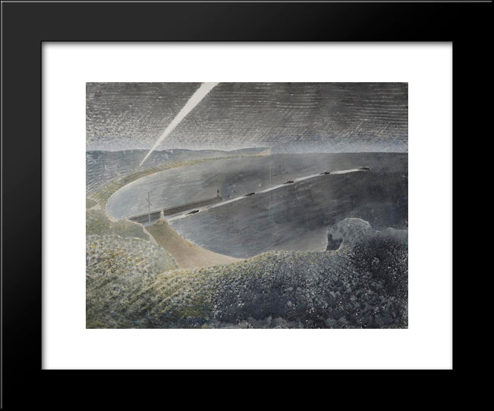 Coastal Defences 20x24 Black Modern Wood Framed Art Print Poster by Ravilious, Eric