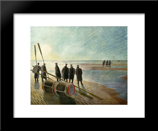 Dangerous Work At Low Tide 20x24 Black Modern Wood Framed Art Print Poster by Ravilious, Eric
