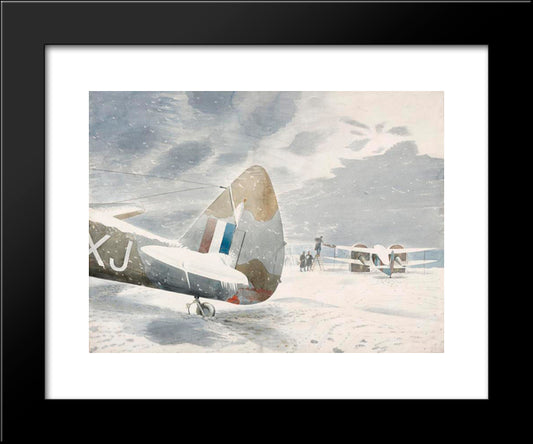 De-Icing Aircraft 20x24 Black Modern Wood Framed Art Print Poster by Ravilious, Eric
