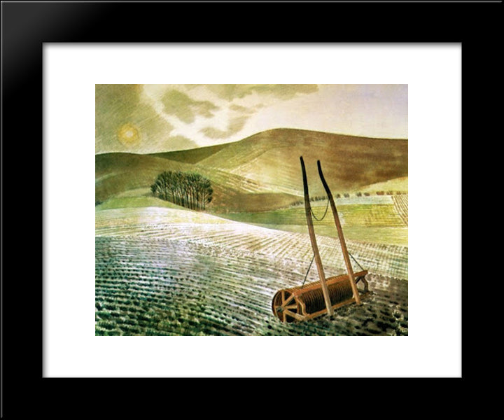 Downs In Winter 20x24 Black Modern Wood Framed Art Print Poster by Ravilious, Eric