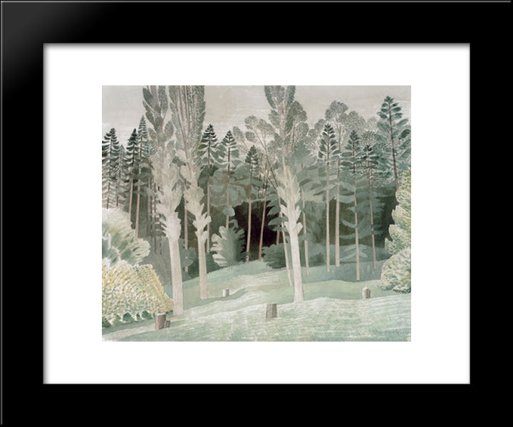 Lombardy Poplars 20x24 Black Modern Wood Framed Art Print Poster by Ravilious, Eric