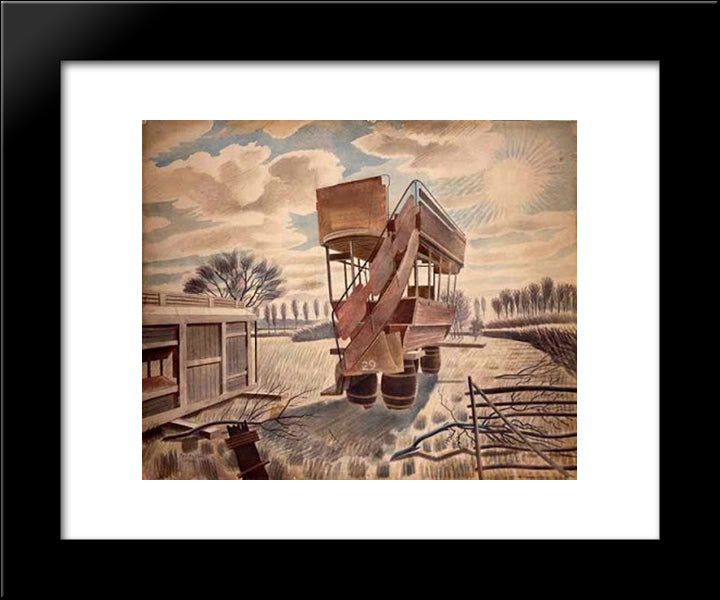 No. 29 Bus 20x24 Black Modern Wood Framed Art Print Poster by Ravilious, Eric
