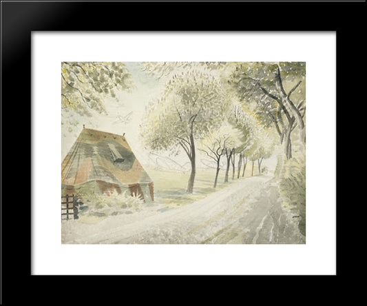 Road By An Airfield 20x24 Black Modern Wood Framed Art Print Poster by Ravilious, Eric