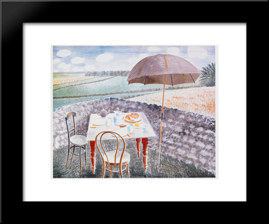 Tea At Furlongs 20x24 Black Modern Wood Framed Art Print Poster by Ravilious, Eric