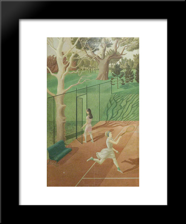 Tennis (Triptych, Left Wing) 20x24 Black Modern Wood Framed Art Print Poster by Ravilious, Eric