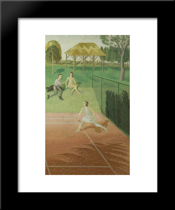 Tennis (Triptych, Right Wing) 20x24 Black Modern Wood Framed Art Print Poster by Ravilious, Eric