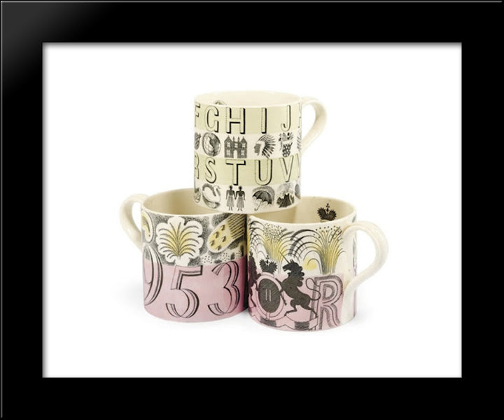 Three Mugs Designed For Wedgwood 20x24 Black Modern Wood Framed Art Print Poster by Ravilious, Eric