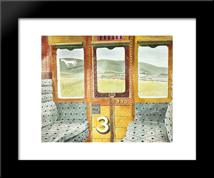 Train Landscape 20x24 Black Modern Wood Framed Art Print Poster by Ravilious, Eric