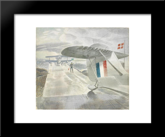 Walrus Aircraft On The Slipway 20x24 Black Modern Wood Framed Art Print Poster by Ravilious, Eric